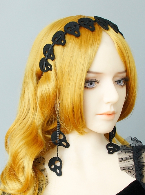 Fashion Retro Gothic Black Halloween Skull Head Stage Festival Masquerade Female Headband