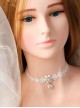Simple Fashion Baroque Rhinestones Pearl Ladies White Flowers Lace Choker