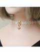 Simple Fashion Baroque Rhinestones Pearl Ladies White Flowers Lace Choker