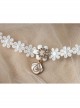 Simple Fashion Baroque Rhinestones Pearl Ladies White Flowers Lace Choker