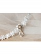Simple Fashion Baroque Rhinestones Pearl Ladies White Flowers Lace Choker