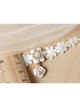 Simple Fashion Baroque Rhinestones Pearl Ladies White Flowers Lace Choker
