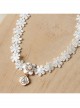 Simple Fashion Baroque Rhinestones Pearl Ladies White Flowers Lace Choker