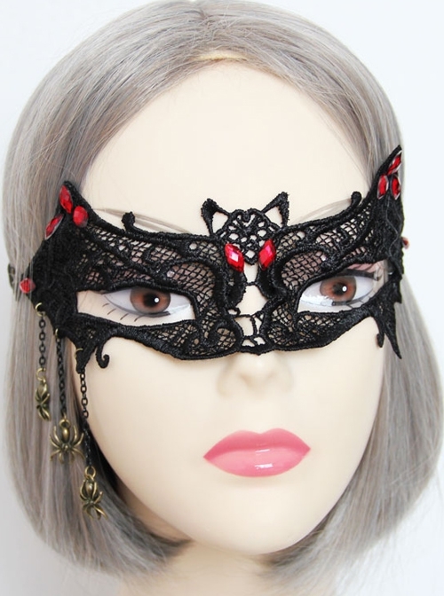 Gothic Retro Bat Spider Black Lace Grim Reaper Half Face Ghost Princess Mask