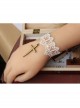 Vintage Baroque Handmade Cross Pendant Fashion Female Bride White Lace Bracelet