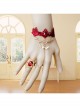 Gothic Fashion Red Lace Retro Female Love Heart Wings Halloween Christmas Bracelet With Ring One Chain
