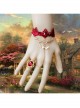Gothic Fashion Red Lace Retro Female Love Heart Wings Halloween Christmas Bracelet With Ring One Chain