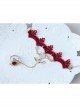 Gothic Fashion Red Lace Retro Female Love Heart Wings Halloween Christmas Bracelet With Ring One Chain