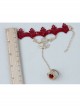 Gothic Fashion Red Lace Retro Female Love Heart Wings Halloween Christmas Bracelet With Ring One Chain