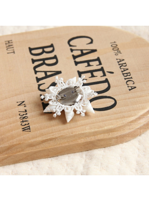 Baroque Fashion Retro White Shell Pearl Lace Lolita Lady Small Brooch