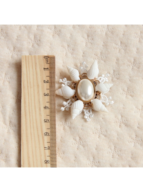 Baroque Fashion Retro White Shell Pearl Lace Lolita Lady Small Brooch