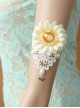Fashion Retro Bride White Lace Flowers Golden Letters Love Pearl Wide Female Armband