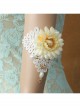 Fashion Retro Bride White Lace Flowers Golden Letters Love Pearl Wide Female Armband
