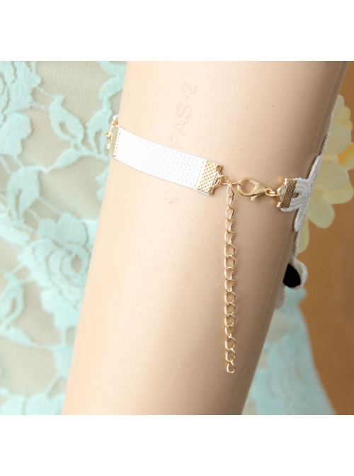 Fashion Retro Bride White Lace Flowers Golden Letters Love Pearl Wide Female Armband