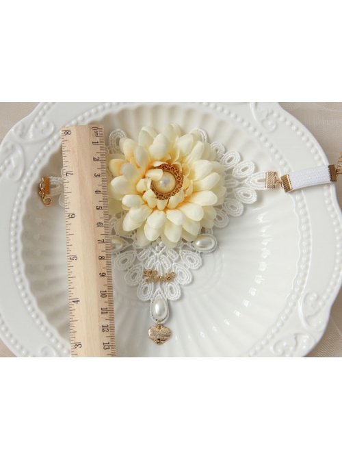 Fashion Retro Bride White Lace Flowers Golden Letters Love Pearl Wide Female Armband