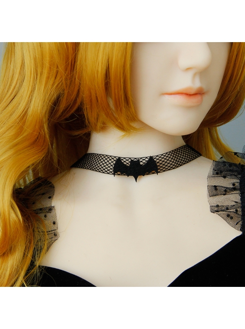 Goth Fashion Halloween Black Bat Gauze Witch Masquerade Retro Female Collar