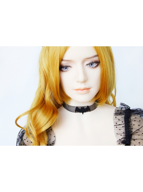 Goth Fashion Halloween Black Bat Gauze Witch Masquerade Retro Female Collar