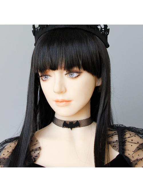 Goth Fashion Halloween Black Bat Gauze Witch Masquerade Retro Female Collar