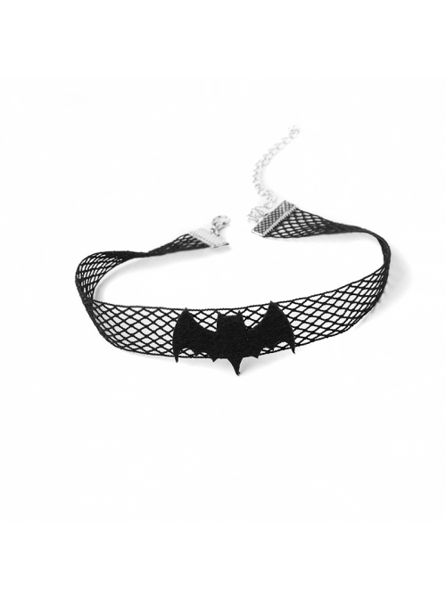 Goth Fashion Halloween Black Bat Gauze Witch Masquerade Retro Female Collar