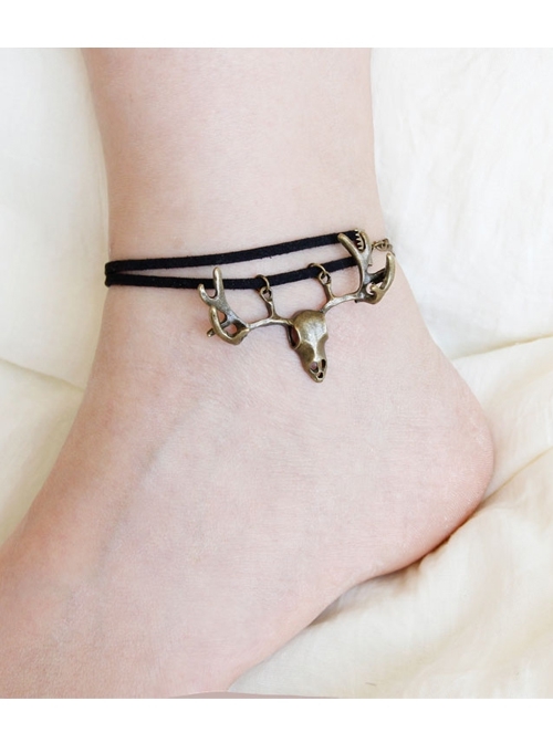 Simple Retro Black Velvet Rope Antlers Wild Handmade Fashion Anklet