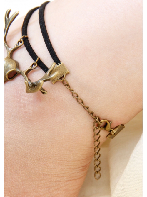 Simple Retro Black Velvet Rope Antlers Wild Handmade Fashion Anklet
