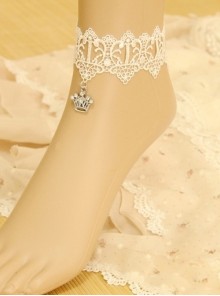 Baroque Elegant White Lace Crown Fashion Retro Prom Party Female Handmade Anklet