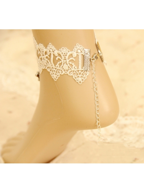 Baroque Elegant White Lace Crown Fashion Retro Prom Party Female Handmade Anklet