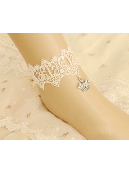 Baroque Elegant White Lace Crown Fashion Retro Prom Party Female Handmade Anklet