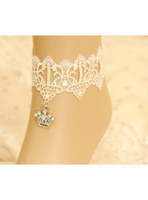 Baroque Elegant White Lace Crown Fashion Retro Prom Party Female Handmade Anklet