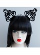 Goth Fashion Retro Black Rabbit Ears Crown Veil Female Halloween Cat Ears Headband