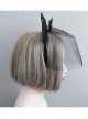 Goth Fashion Retro Black Rabbit Ears Crown Veil Female Halloween Cat Ears Headband