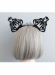 Goth Fashion Retro Black Rabbit Ears Crown Veil Female Halloween Cat Ears Headband