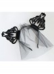 Goth Fashion Retro Black Rabbit Ears Crown Veil Female Halloween Cat Ears Headband