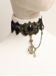 Fashion Retro Gothic Elegant Festive Navy Anchor Black Lace Rose Gemstone Female Choker