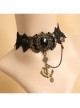 Fashion Retro Gothic Elegant Festive Navy Anchor Black Lace Rose Gemstone Female Choker