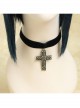 Punk Gothic Fashion Exaggerated Sexy Simple Black Velvet Cross Female Choker