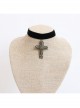 Punk Gothic Fashion Exaggerated Sexy Simple Black Velvet Cross Female Choker