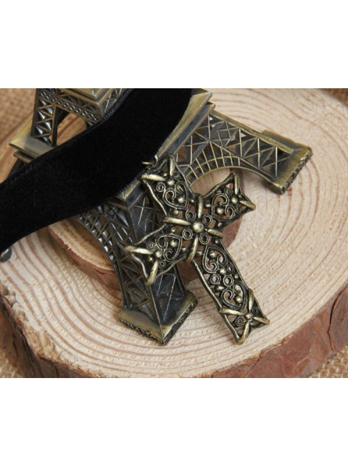 Punk Gothic Fashion Exaggerated Sexy Simple Black Velvet Cross Female Choker