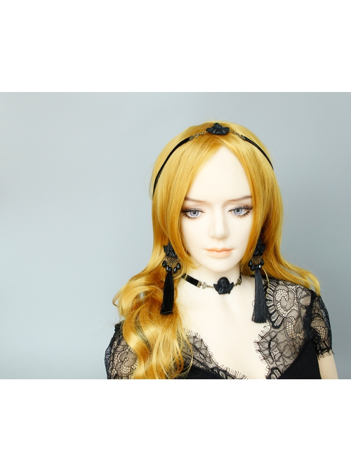 Gothic Retro Fashion Elegant Simple Black Angel Velvet Female Sexy Choker