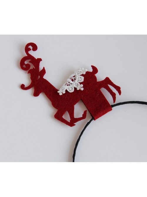 Fashion Personality Retro Christmas Fabric Burgundy Antlers Snowflake Adult Children Headband