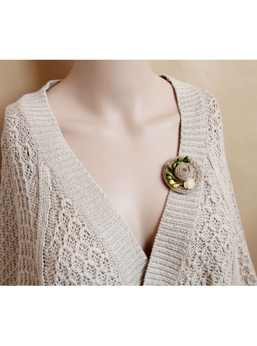 Fashion Casual Female Handmade Personality Cute Little Straw Hat Rose Christmas Retro Brooch