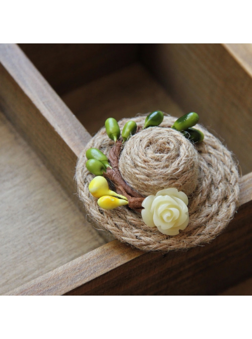 Fashion Casual Female Handmade Personality Cute Little Straw Hat Rose Christmas Retro Brooch