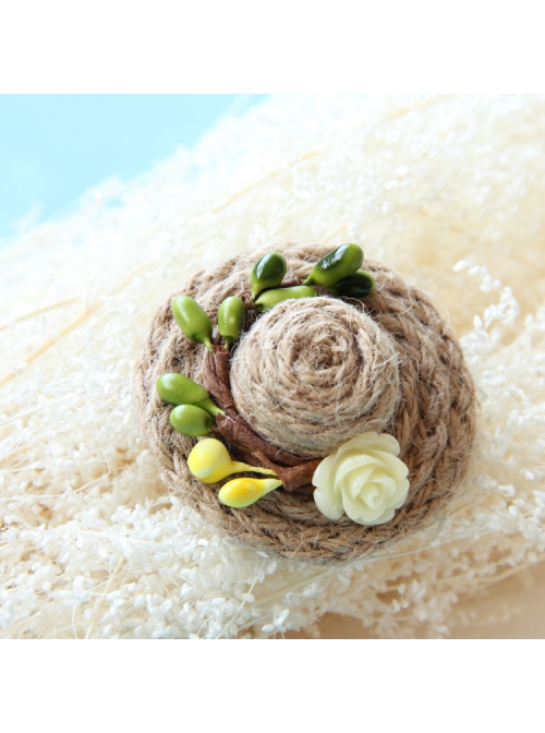 Fashion Casual Female Handmade Personality Cute Little Straw Hat Rose Christmas Retro Brooch