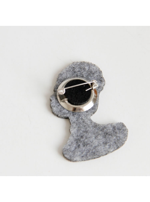 Retro Fashion Elegant Black Hair Beauty Head Pearl Cheongsam Commemorative Brooch