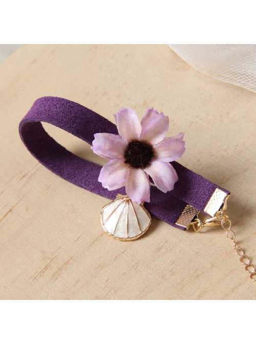 Fashion Retro Elegant Personality Golden Lace Four-Leaf Clover Pendant Wood Chip Female Anklet