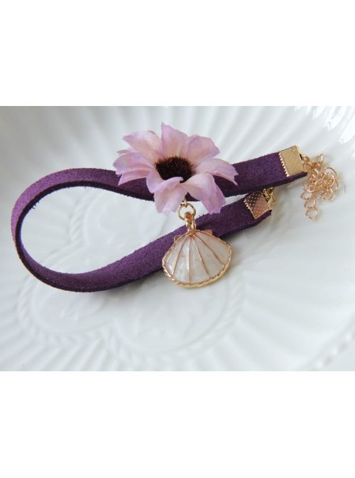 Fashion Retro Elegant Personality Golden Lace Four-Leaf Clover Pendant Wood Chip Female Anklet