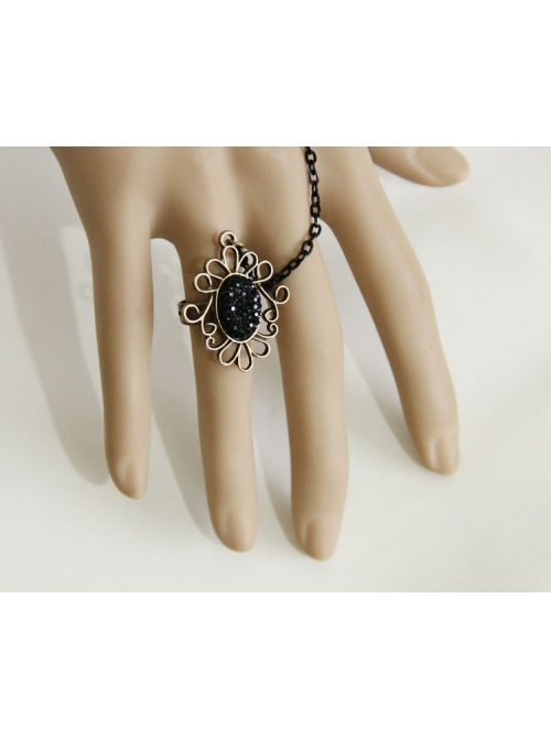 Fashion Sexy Vampire Black Lace Pearl Gothic Retro Female With Ring Bracelet
