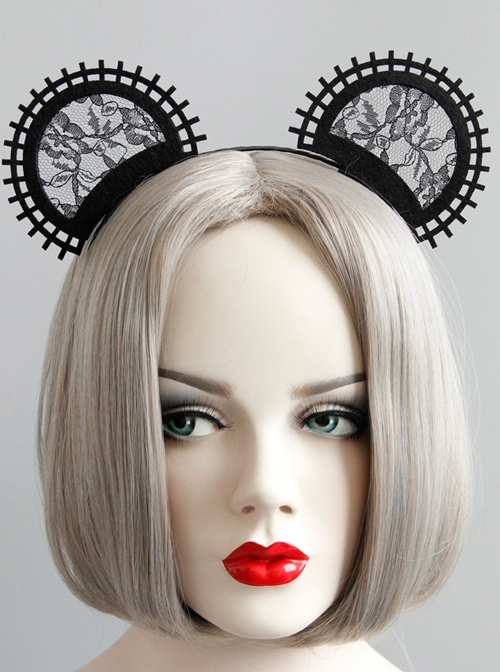 Gothic Retro Personality Masquerade Fashion Black Lace Gear Cat Ears Female Hair Band