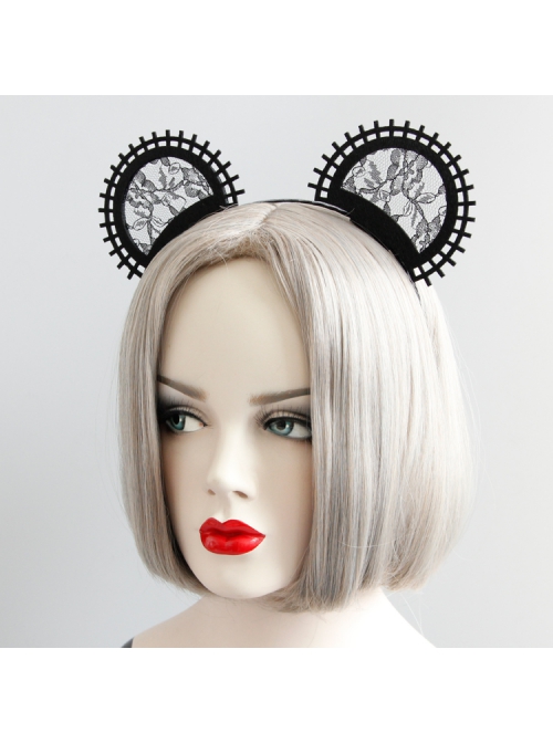 Gothic Retro Personality Masquerade Fashion Black Lace Gear Cat Ears Female Hair Band