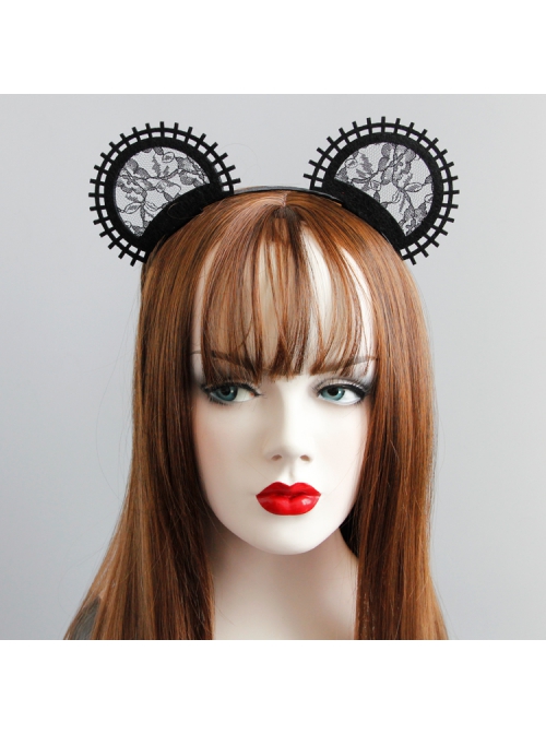 Gothic Retro Personality Masquerade Fashion Black Lace Gear Cat Ears Female Hair Band